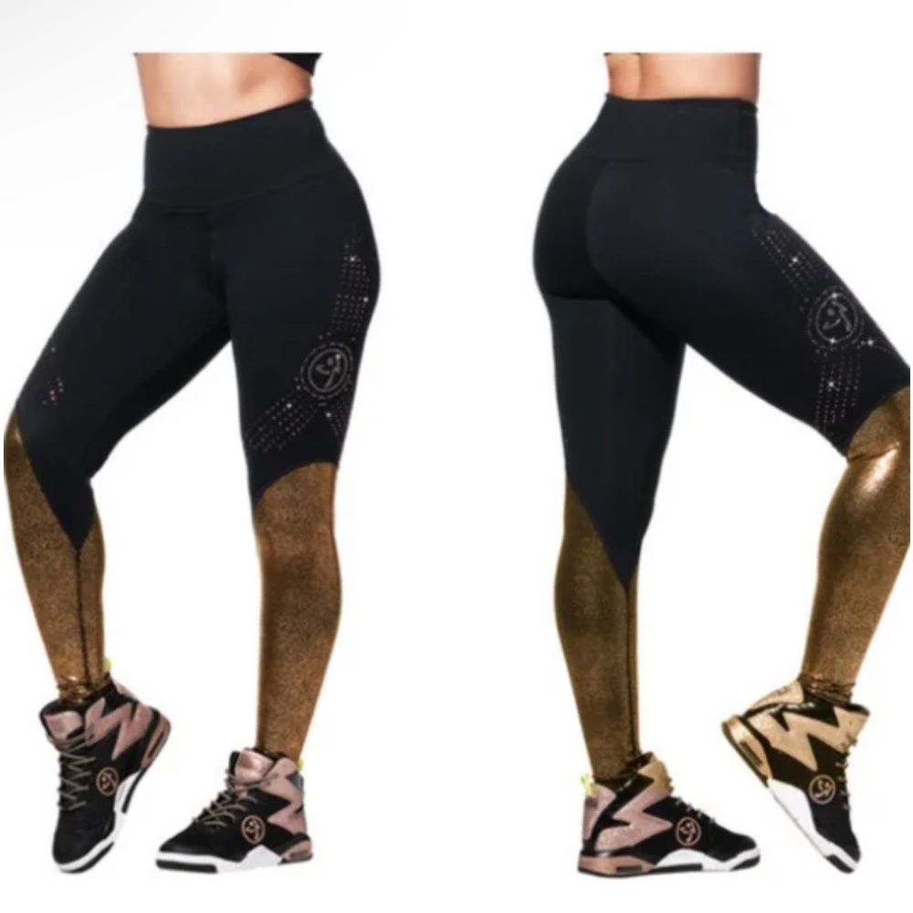 Zumba Swarovski Crystal Gold/Shine leggings XS